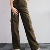 Women Fashion Casual Solid Color Cargo Pants