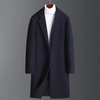 Men Autumn Winter Fashion Leisure Business Office Solid Color Long Sleeve Lapel Plus Size Long Wool Coat