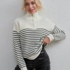 (Buy 1 Get 1) Women Fashion Casual Stripe Zipper Turtle Neck Sweater