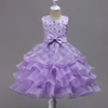 Kids Toddler Big Girls Fashion Party Cute Sweet Floral Solid Color Bow Flounced Pleated Sleeveless Mesh Party Tutu Dress