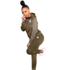 Athleisure Fashion Women Polka Dot Printing Long Sleeve Zipper Hooded And Pants Two-Piece Set