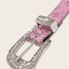 Women Fashion Alloy Rhinestone Pin Buckle Car Side Bead Size Corns Pink Belt