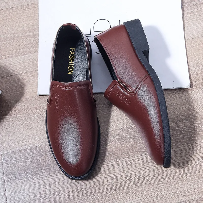 (Buy 1 Get 1) Men Casual Business Office PU Slip On Round-Toe Leather Shoes