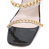 Women Sexy Plus Size Metal Chain Square-Toe High Heel Sandals