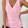 Summer Women Casual Solid Color Slim-Fit V-Neck Sleeveless Surpliced Tank Top