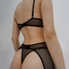 Women'S Black Mesh Hollow See-Through Tight Three-Piece Lingerieset