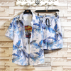 Men'S Fashion Lapel Floral Print Short Sleeve Beach Shirt And Shorts Two-Piece Set
