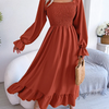 Ramadan /Eid Women Fashion Casual Square Collar Large Ruffled Maxi Dress