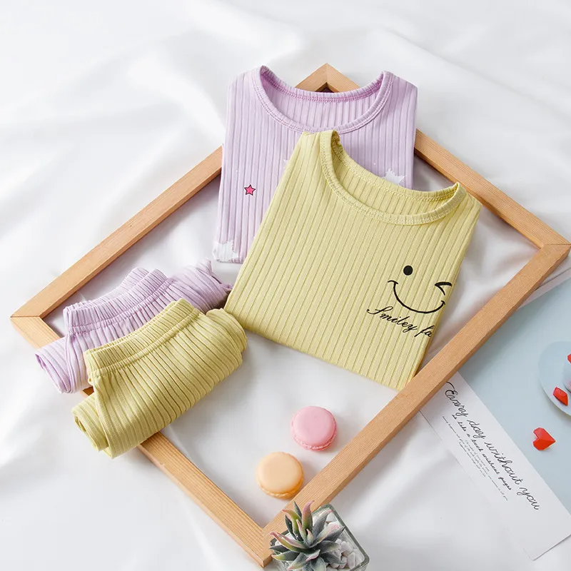 Kids Basic Round Neck Long Sleeve Breathable Loose Home Clothing