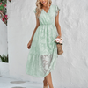 Women'S Casual V-Neck Ruffle Sleeve Dress