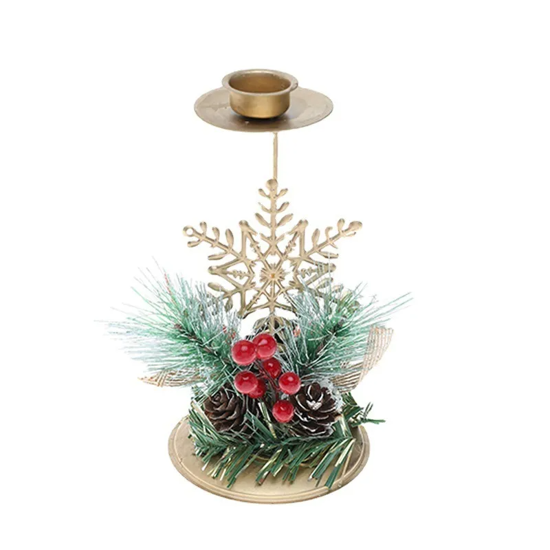 (Buy 1 Get 1) Simple Christmas Holiday Decorations Gold Iron Candlestick Desktop Ornaments