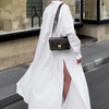 Women Casual Solid Color Elegant Split Long Sleeve Maxi Dress