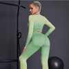 Women Fashion Sportswear Gradient Color Long Sleeve Crop Top And Leggings Yoga Set