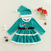 Kids Toddler Girls Fashion Casual Christmas Letter Embroidery Round Neck Long Sleeve Dress