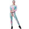 2 pieces Women'S Tie Dye Long Sleeve Backless Jacquard Fitness Bubble Yoga Clothes 2-Piece Set