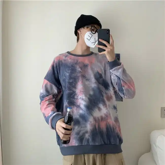 Fashion Tie Dye Long Sleeve Round Neck Couple Sweater