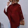 Autumn And Winter Women Fashion Button High Collar Irregular Sweater Shawl Coat