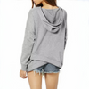 Autumn Women Irregular Hem Hooded Solid Long Sleeve Sweatshirt