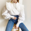 Elegant Women Fashion Solid Color Peter Pan Collar Lantern Sleeve Shirt Blouse