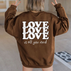 Women Casual LOVE Letter Print Round Neck Long Sleeve Basic Sweatshirt