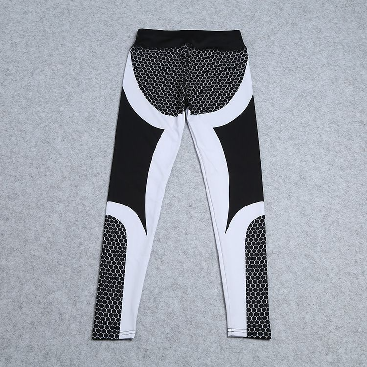 Contrast Color Fashion Digital Print Sports Hip-Lifting Leggings Pants