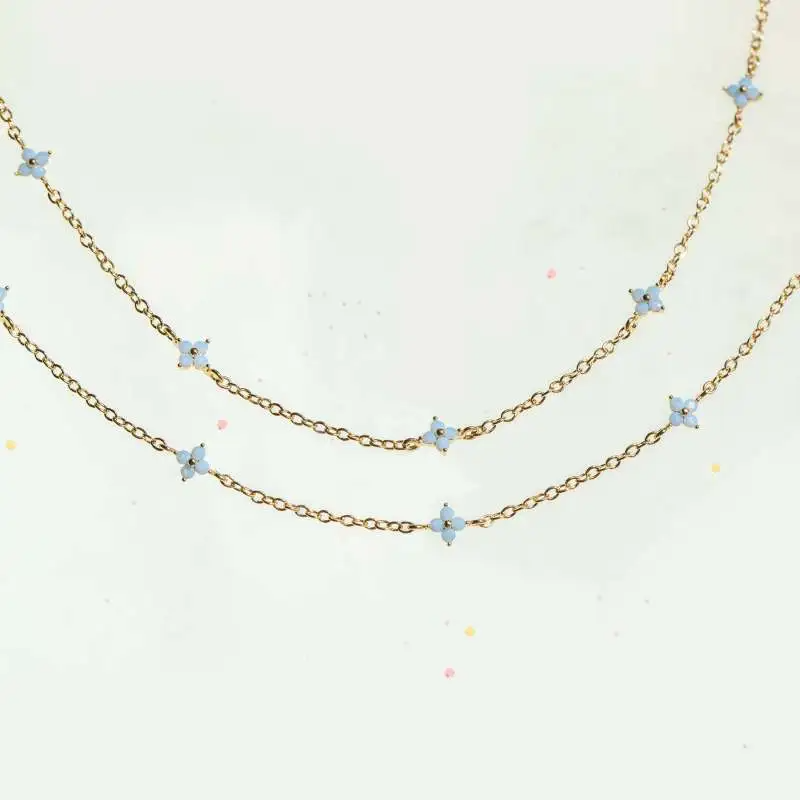 Summer Women Fashion Simple Beach Blue Floral Anklet