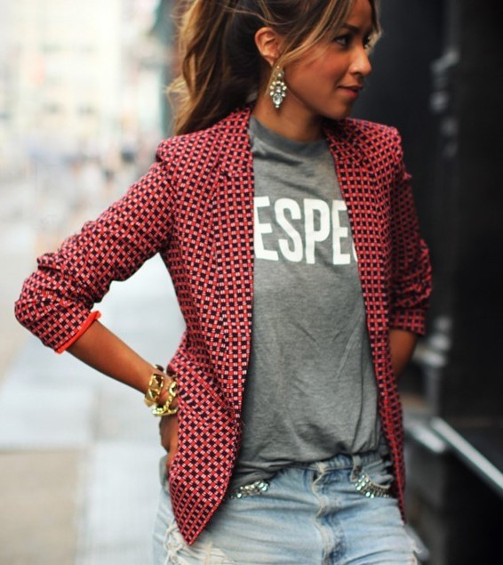 Fashion Women Casual Elegant Red Plaid Long-Sleeved Slim Lapel Office Chic Blazer