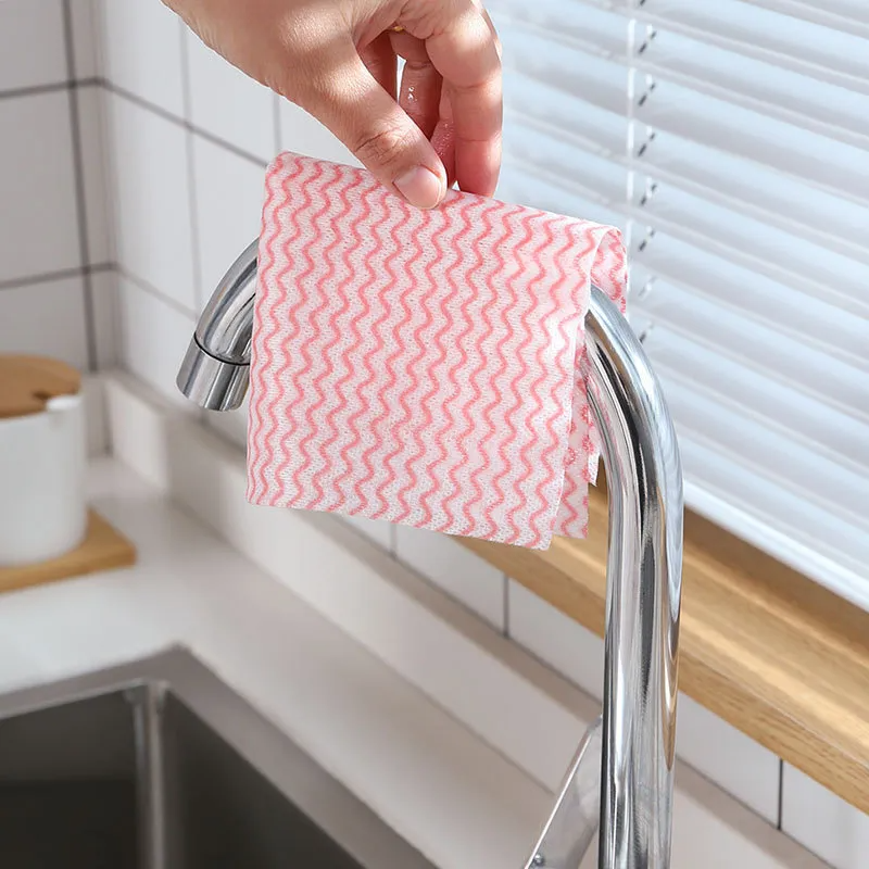 (Buy 1 Get 2) Disposable Household Kitchen Cleaning Absorbent Wet And Dry Dual-Use Wavy Stripe Dishcloth