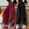 Kids Teen Girl Casual Solid Color Multi-Pocket Cargo Pants