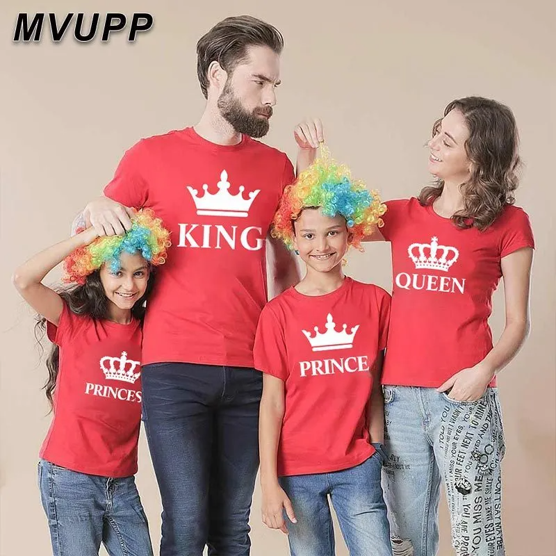 Fashion Loose Crown Letter Print Round Neck Short Sleeve Parent-Child T-Shirt