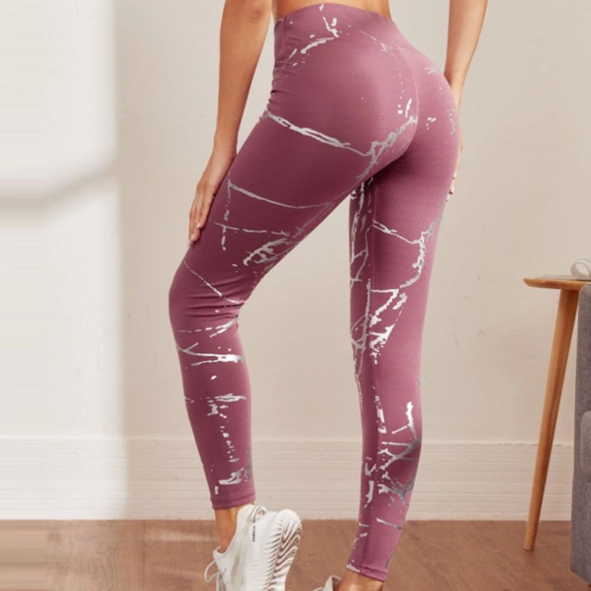 Women Leisure Marble Pattern Yoga Leggings