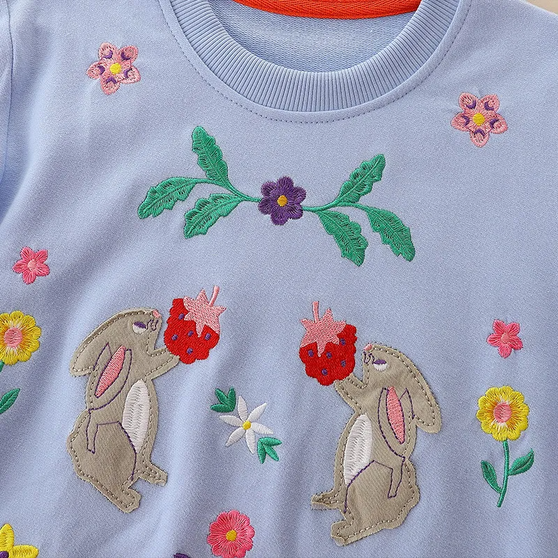 Spring And Autumn Children'S Sweater Baby Girl Knitted Cotton Cartoon Embroidered Pullover Mixed Batch