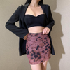 Women'S Temperament Sexy Slim Mesh Lace Tie-Dye Printing Skirt