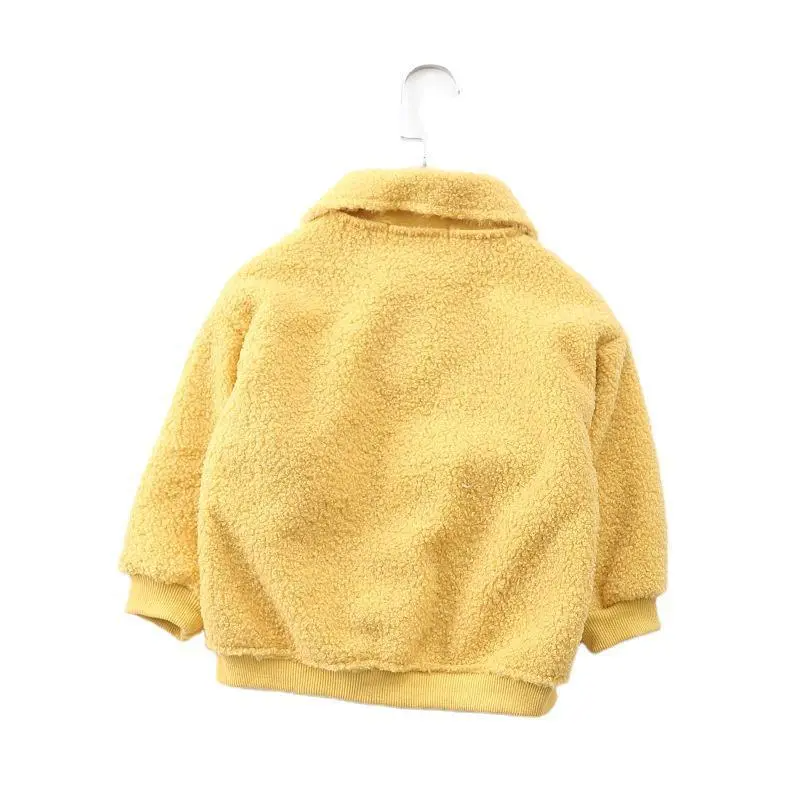 Kids Casual Simple Solid Color Lapel Long Sleeve Single-Breasted Plush Coat