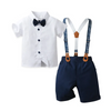 Kids Toddler Boys Summer Fashion Casual British Style Bow Lapel Shirt Suspender Trousers Boys Party Clothing Set