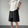 Men'S Fashion Mid-Waist Micro-Elastic Loose Denim Shorts