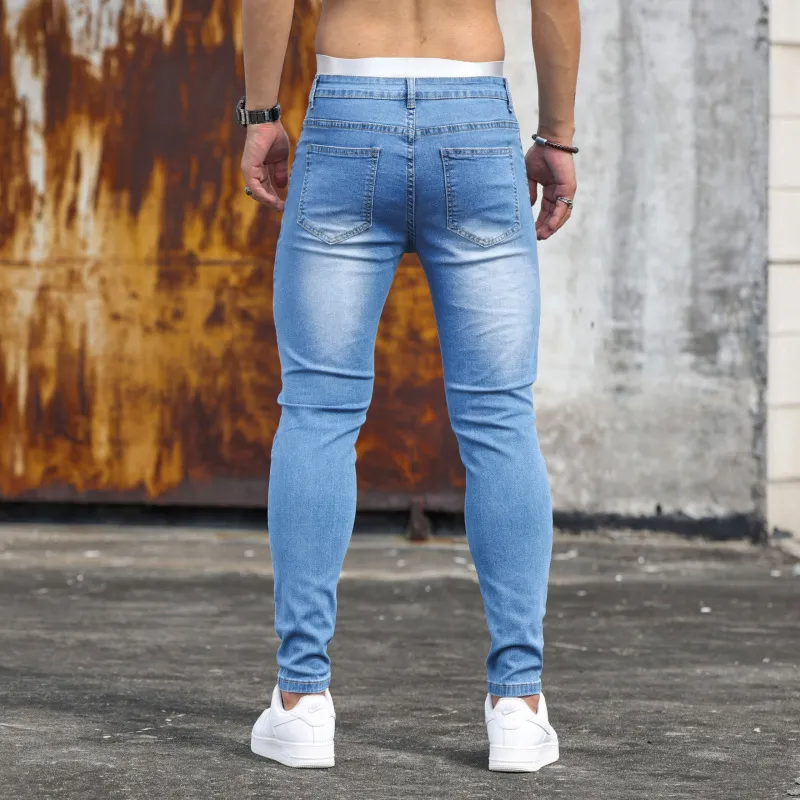 Men Fashion Ripped Slim Fit Jeans