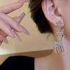Women Fashion Simple Rhinestone Christmas Snowflake Elk Earrings