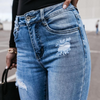 Women Figure Flattering Raw Hem Ripped Jeans