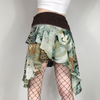 Women'S Retro Edgy Boho Floral Printing Mesh Irregular Skirt