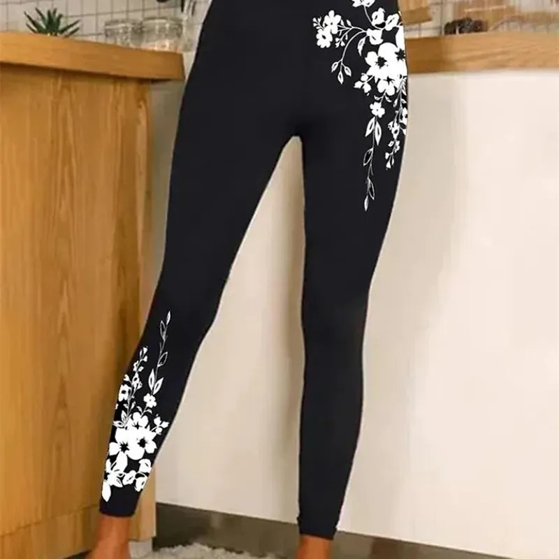 Women Fashion Casual Star Print High Waist Sports Slim Yoga Pants