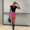 Women'S Fashion Sexy Creased Mesh Hip Wrap Mini Skirt