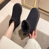 Women Winter Fashion Simple Solid Color Round Toe Flat Fleece-Lined Warm Snow Boots