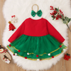 Kids Toddler Girls Fashion Casual Christmas Round Neck Long Sleeve Mesh Dress