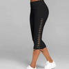 Women Lace-Up Casual Solid Color Cropped Sports Leggings