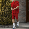 Men Summer Fashion Casual Sports Solid Color Round Neck Short Sleeve T-Shirt Shorts Sets