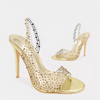 Women Fashion Sexy Plus Size Transparent Rhinestone Stiletto Heel Sandals