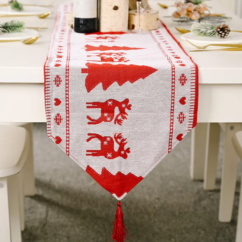 Christmas Decoration Supplies Creative Snowman Elk Embroidery Knitting Table Flag Cloth Tableware