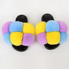 Women'S Winter Fashion Plus Size Multicolor Fur Ball Flat Slippers