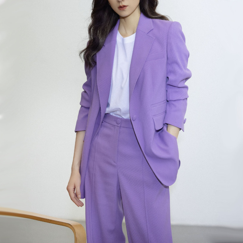 Women Fashion Solid Color Blazer And Pant Two-Piece Set